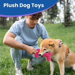 Pink Bone Plush Dog Toy