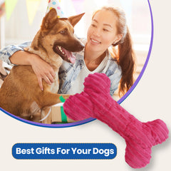 Pink Bone Plush Dog Toy
