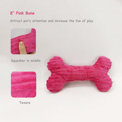 Pink Bone Plush Dog Toy